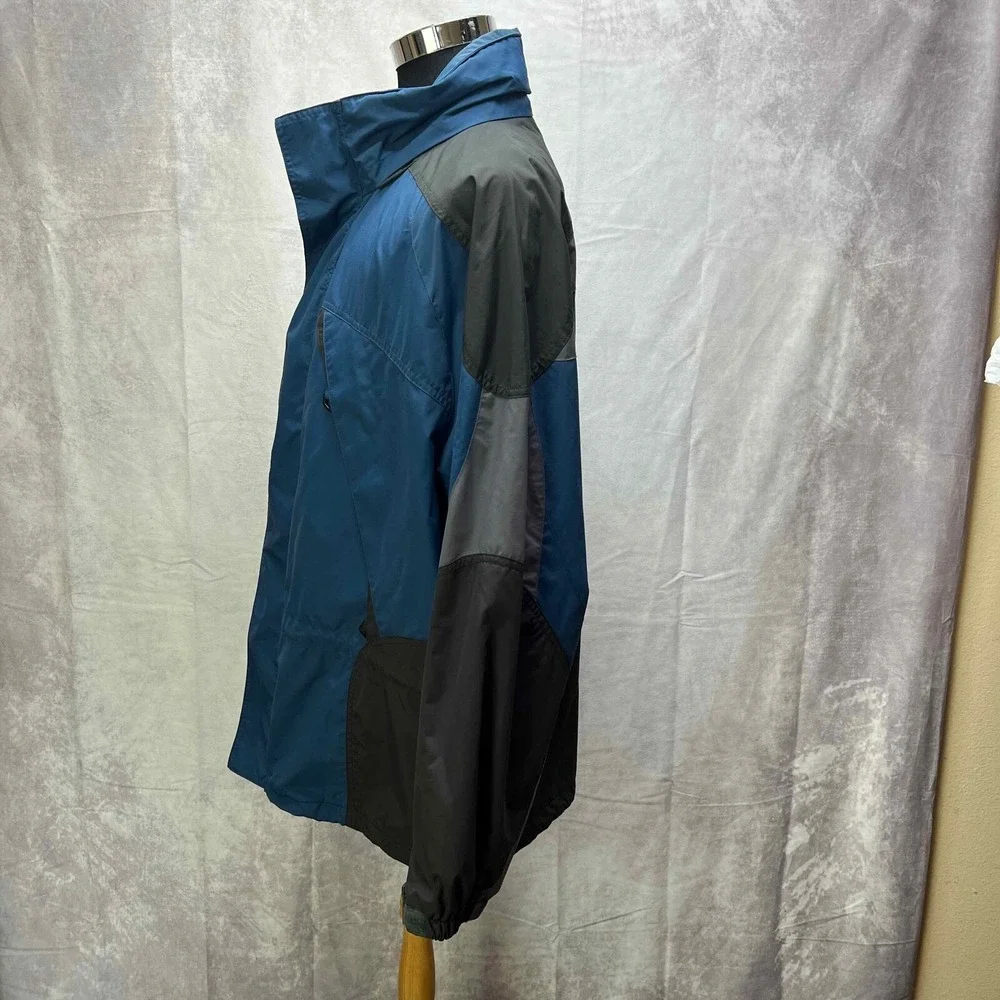 LL Bean Mens L Outer Shell Jacket Nylon Blue Hiking Ski Hooded